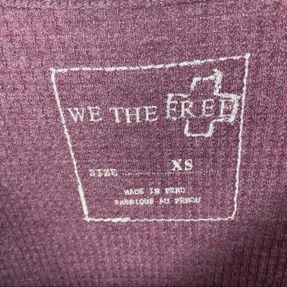 Free People Waffle Knit Thermal Long Sleeve Top Rockabilly Raglan Purple Boho XS - Picture 4 of 12